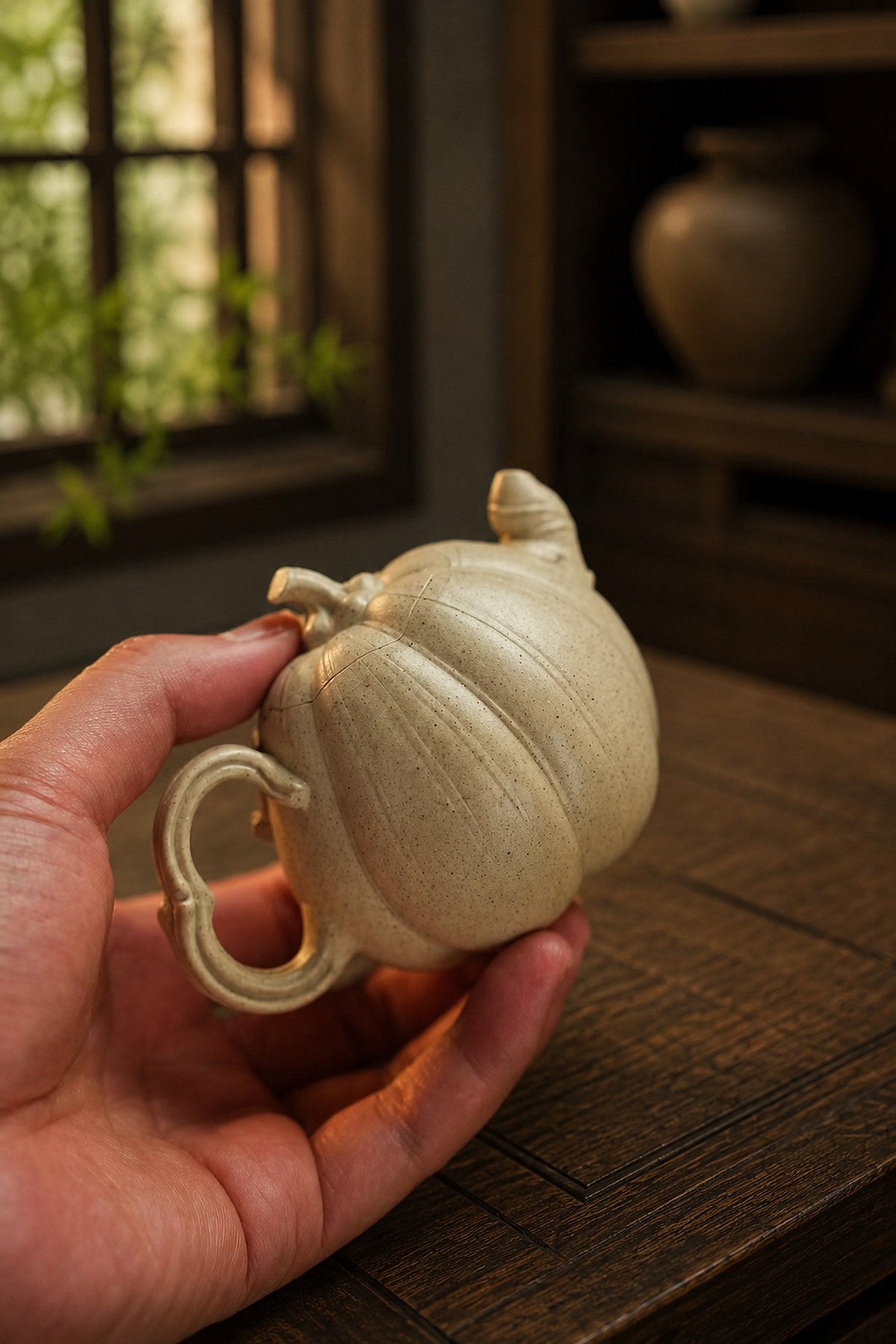 Handmade Sculptural Form Yixing Zisha Teapot – Baiyu Duanni Clay, 150ml – No. 282