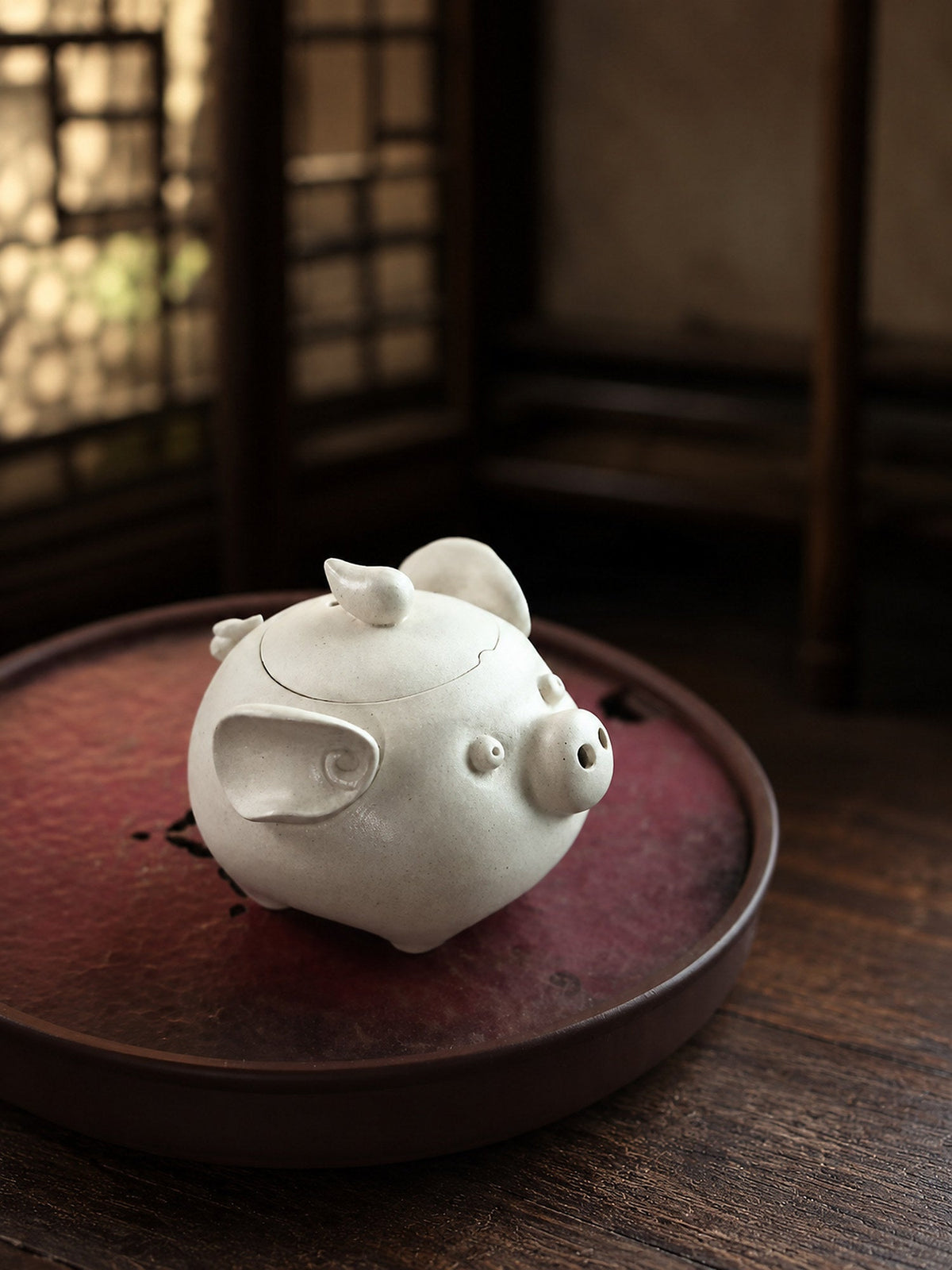 Handmade Sculptural Form Yixing Zisha Teapot – Baiyu Duanni Clay, 150ml – No. 318