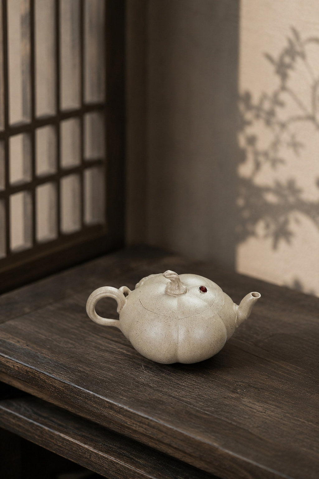 Handmade Pumpkin Form Yixing Zisha Teapot – Baiyu Duanni Clay, 100ml
