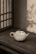 Handmade Pumpkin Form Yixing Zisha Teapot – Baiyu Duanni Clay, 100ml