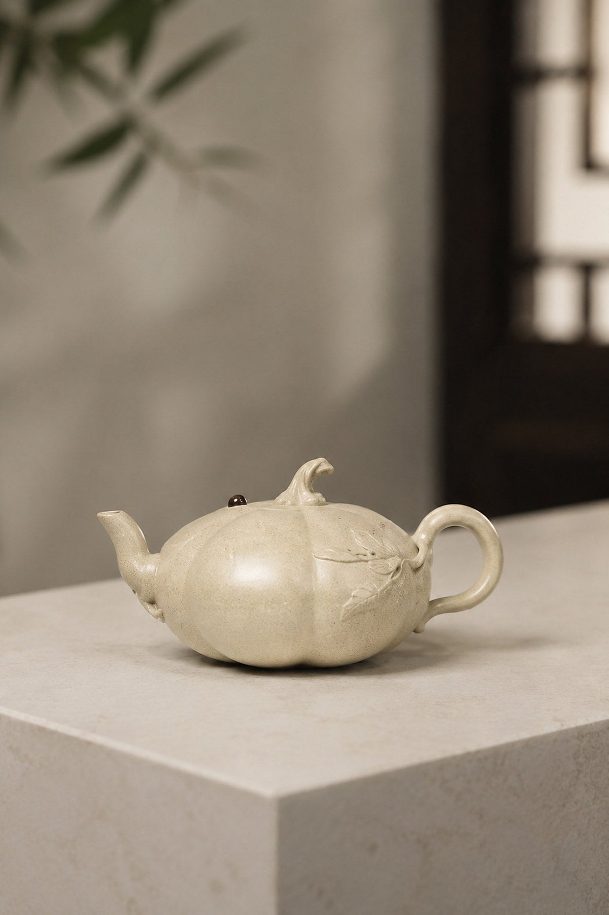 Handmade Pumpkin Form Yixing Zisha Teapot – Baiyu Duanni Clay, 100ml