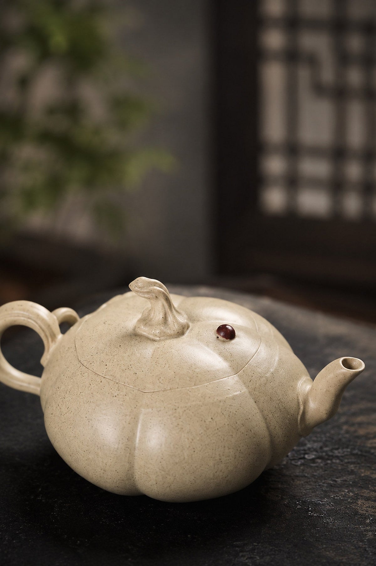 Handmade Pumpkin Form Yixing Zisha Teapot – Baiyu Duanni Clay, 100ml