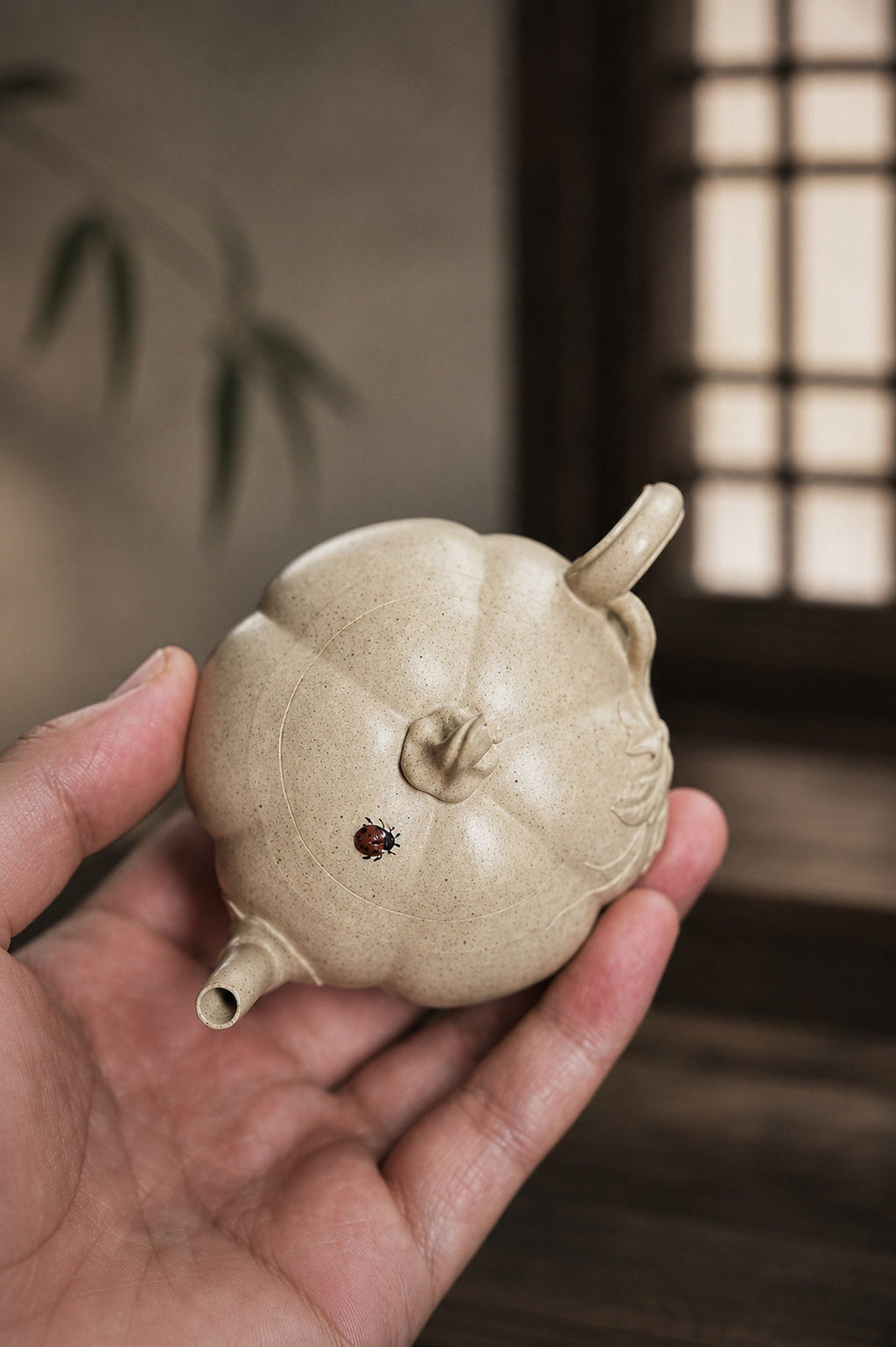 Handmade Pumpkin Form Yixing Zisha Teapot – Baiyu Duanni Clay, 100ml