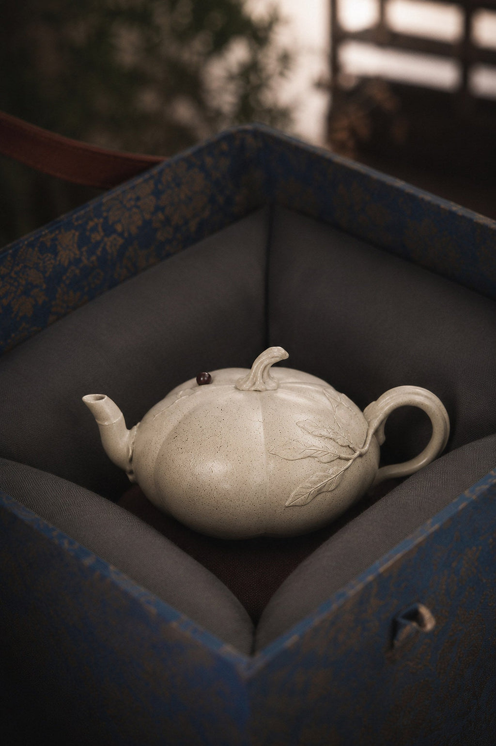 Handmade Pumpkin Form Yixing Zisha Teapot – Baiyu Duanni Clay, 100ml