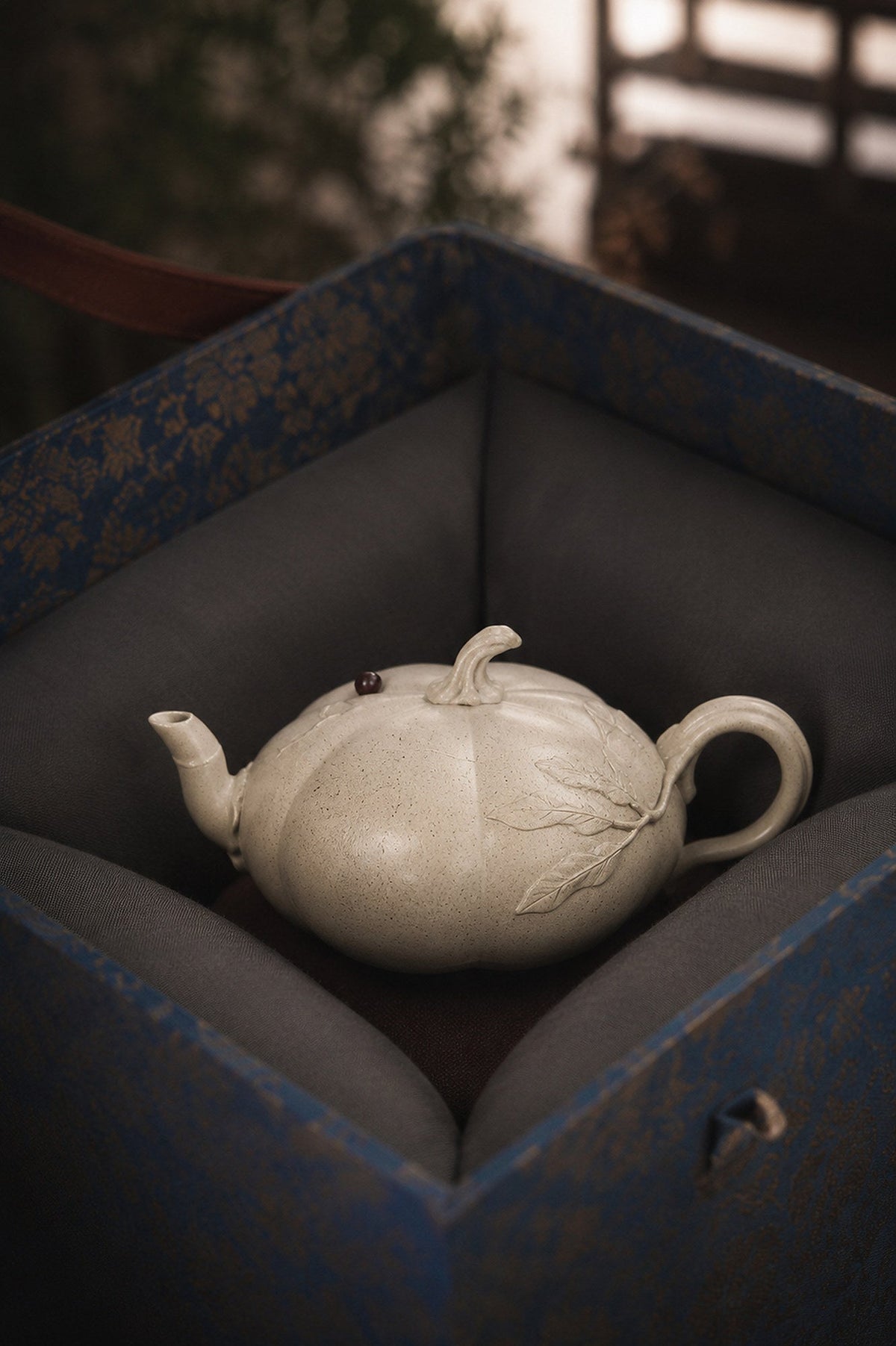 Handmade Pumpkin Form Yixing Zisha Teapot – Baiyu Duanni Clay, 100ml