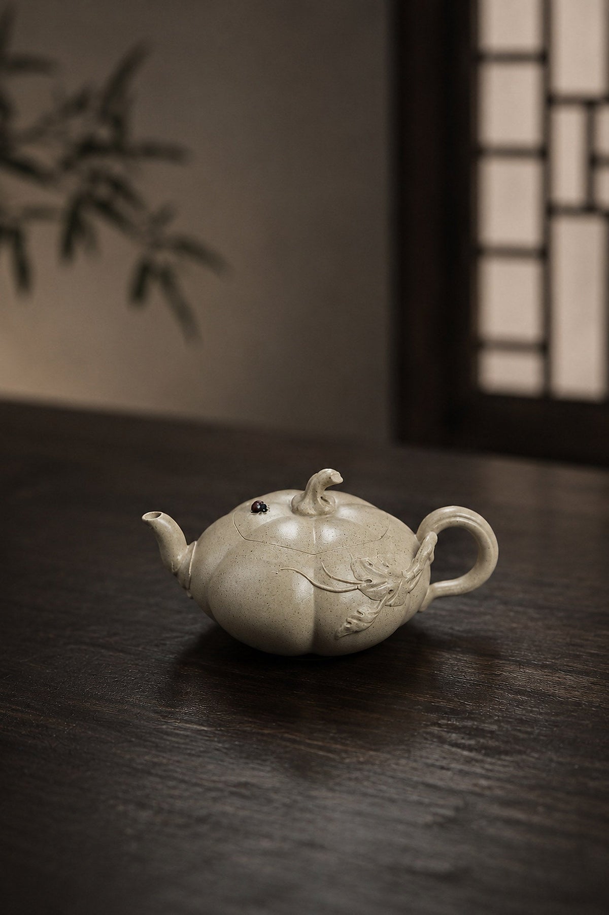 Handmade Pumpkin Form Yixing Zisha Teapot – Baiyu Duanni Clay, 100ml