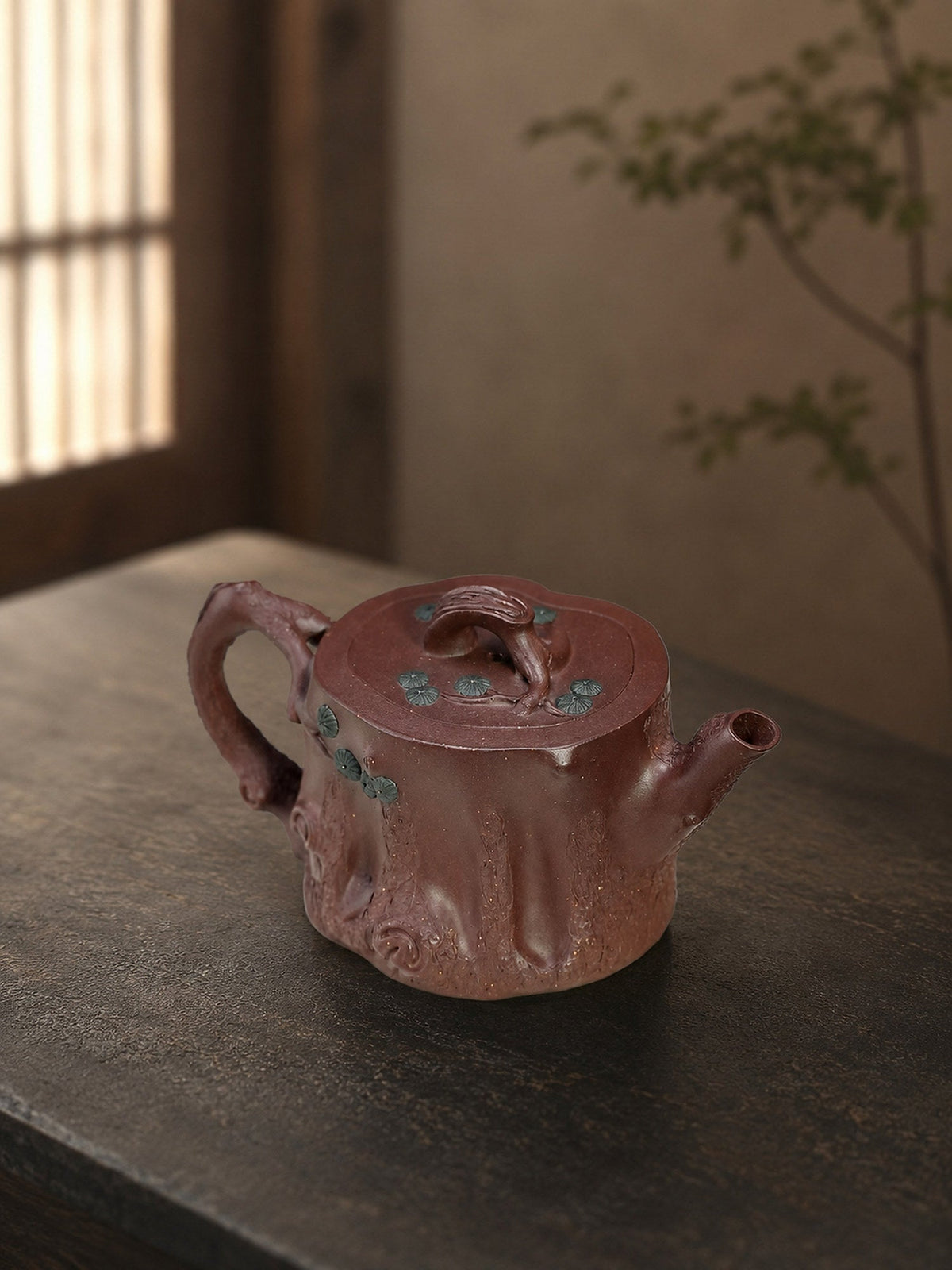 Handmade Sculptural Form Yixing Zisha Teapot – Dicaoqing Zini Clay, 130ml