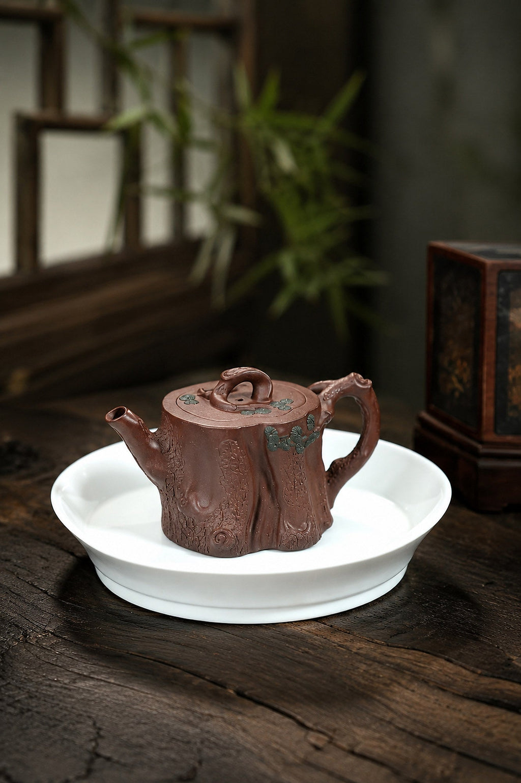 Handmade Sculptural Form Yixing Zisha Teapot – Dicaoqing Zini Clay, 130ml