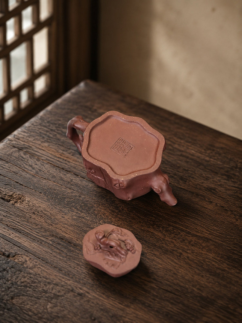 Handmade Sculptural Form Yixing Zisha Teapot – Dicaoqing Zini Clay, 50ml