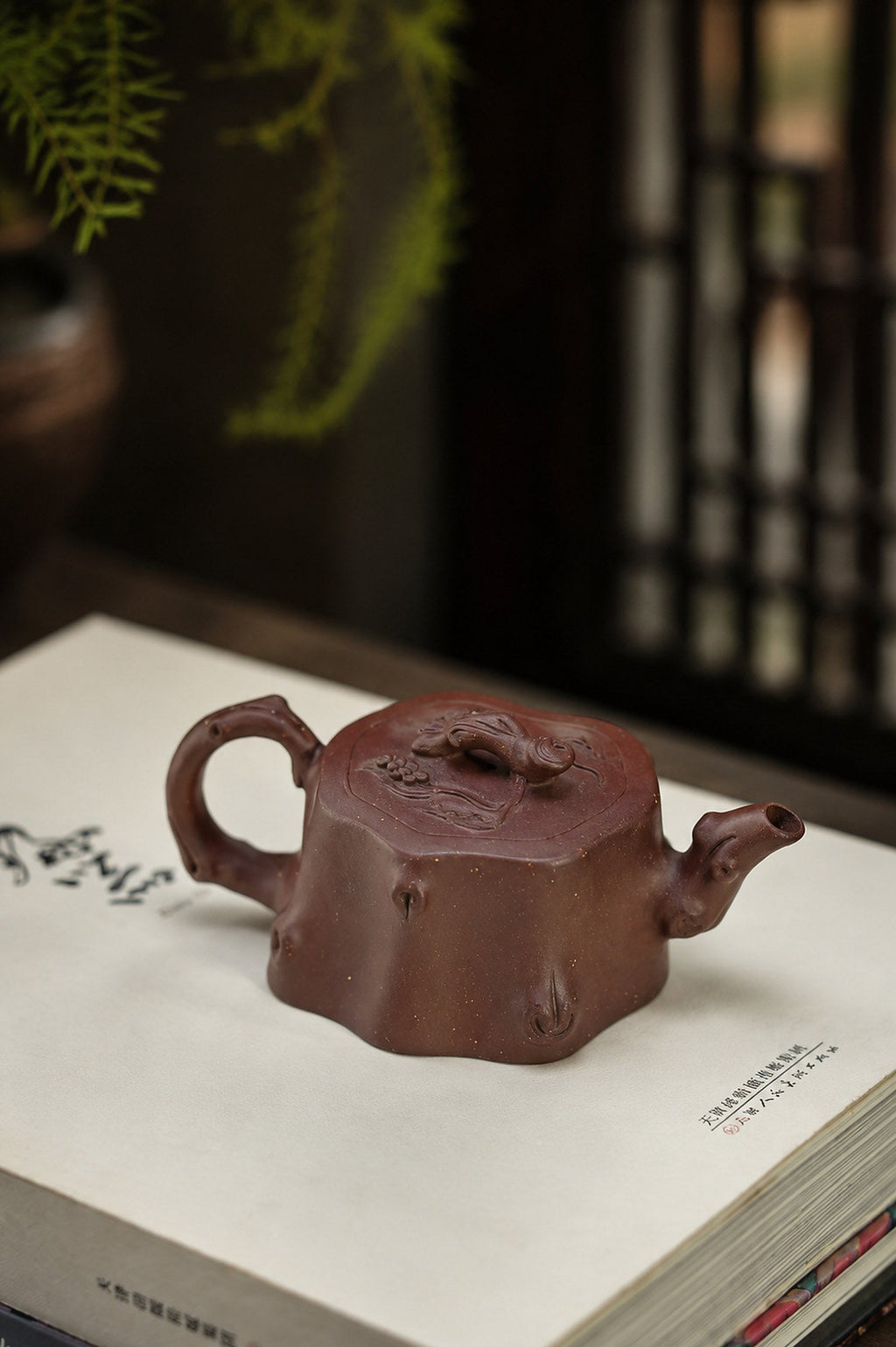 Handmade Sculptural Form Yixing Zisha Teapot – Dicaoqing Zini Clay, 50ml
