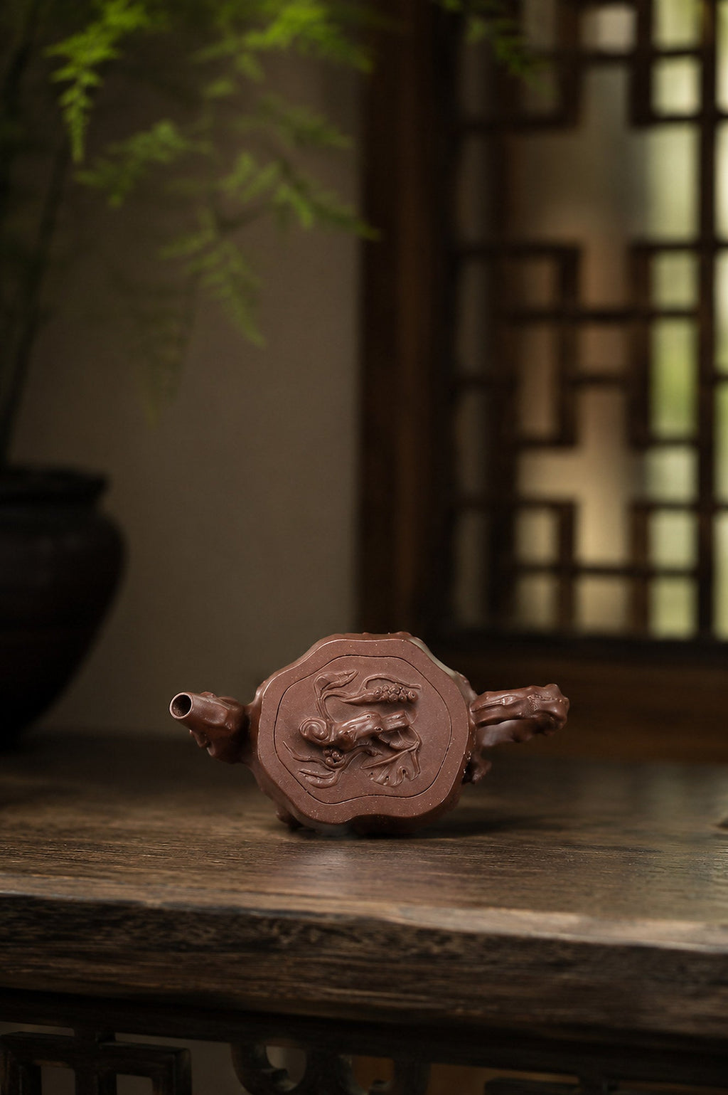 Handmade Sculptural Form Yixing Zisha Teapot – Dicaoqing Zini Clay, 50ml