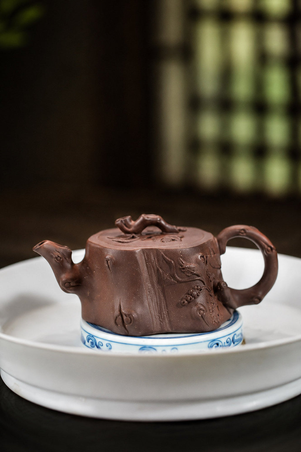 Handmade Sculptural Form Yixing Zisha Teapot – Dicaoqing Zini Clay, 50ml