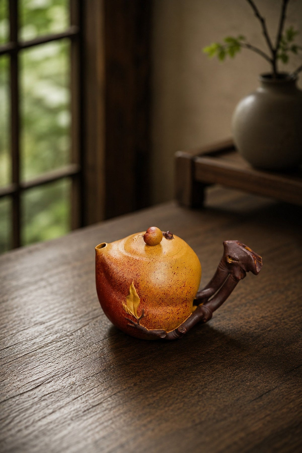 Handmade Sculptural Form Yixing Zisha Teapot – Duanni and Zini Clay, 180ml
