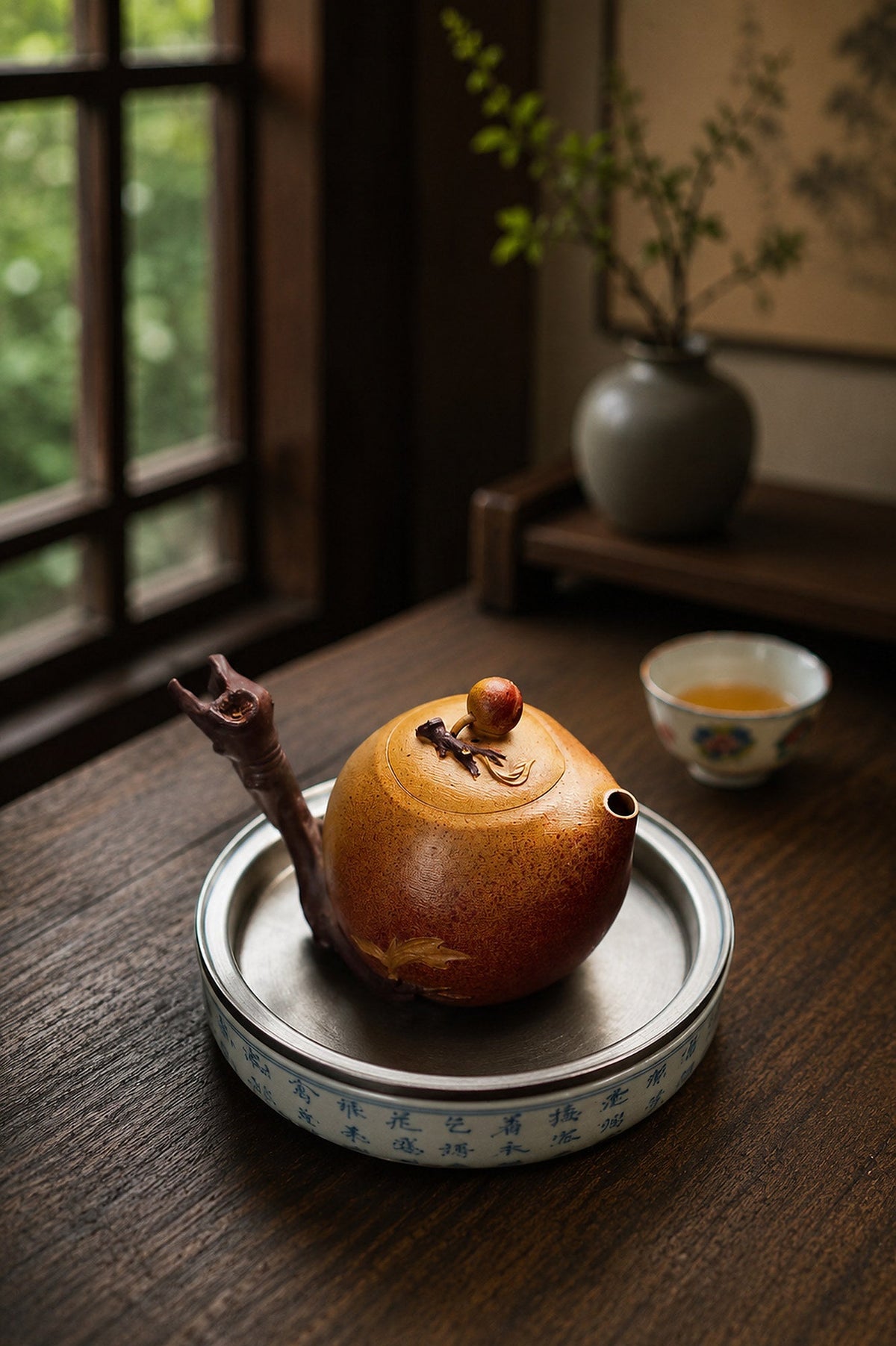Handmade Sculptural Form Yixing Zisha Teapot – Duanni and Zini Clay, 180ml