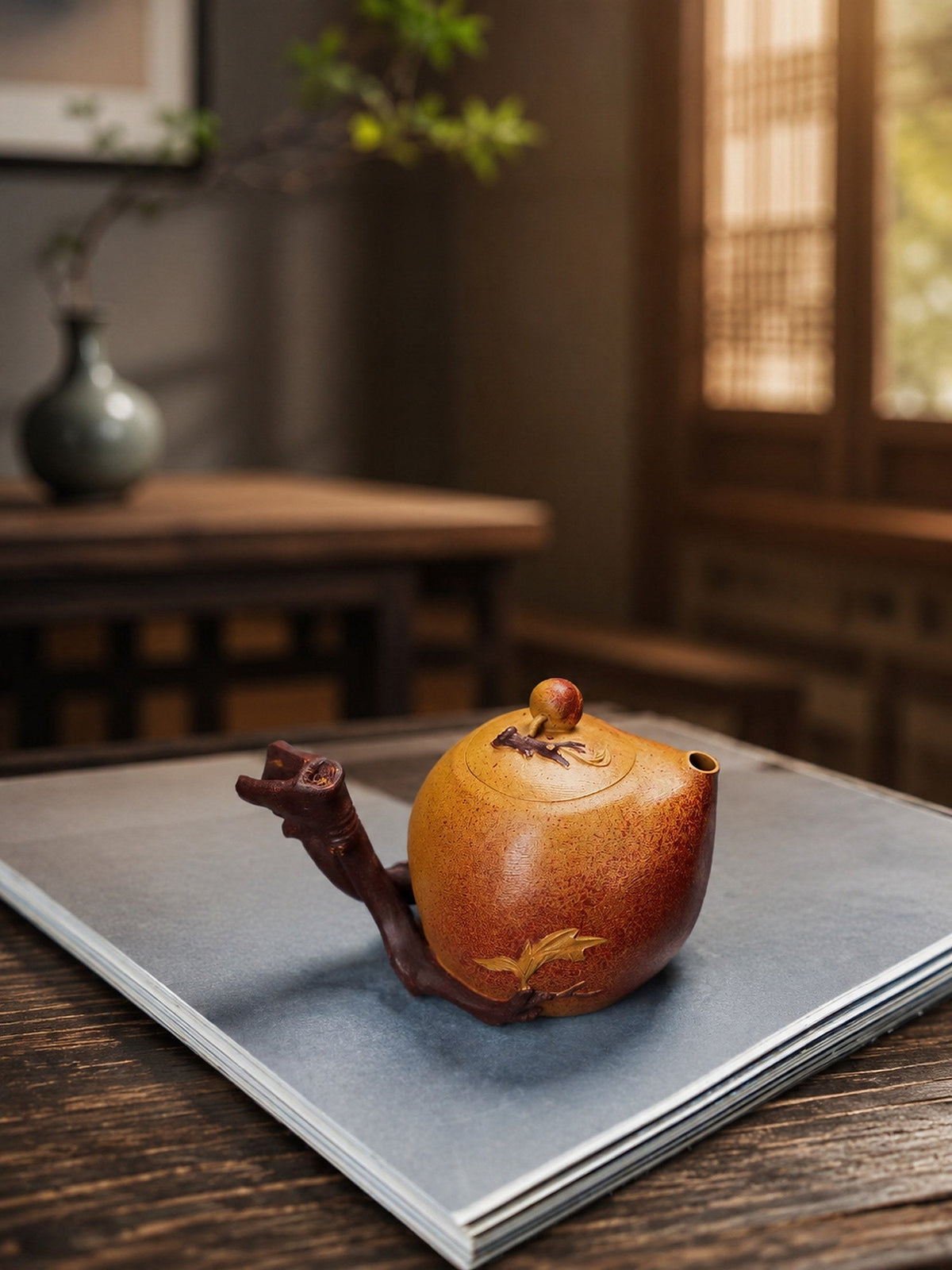 Handmade Sculptural Form Yixing Zisha Teapot – Duanni and Zini Clay, 180ml