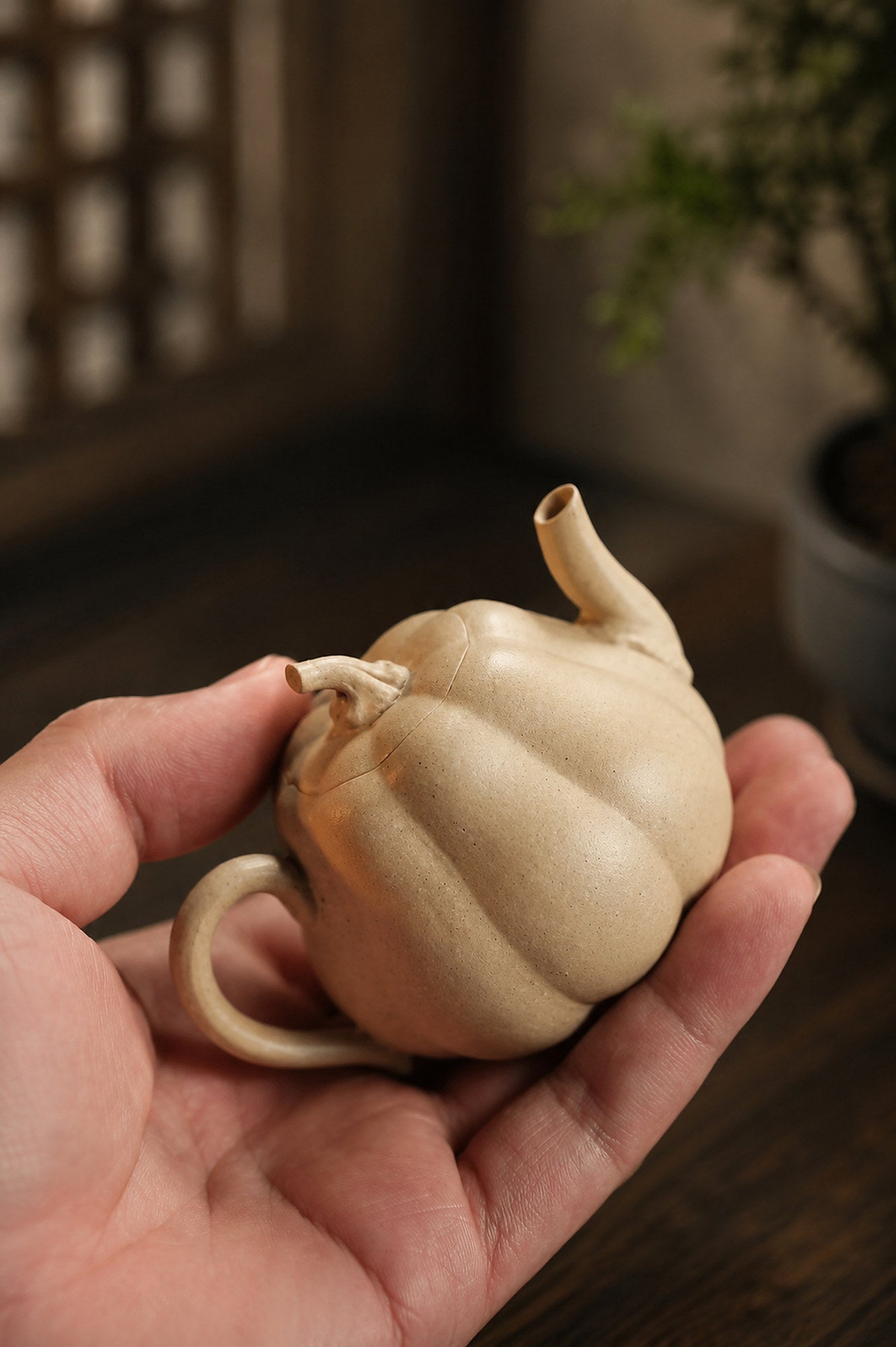 Handmade Pumpkin Form Yixing Zisha Teapot – Duanni Clay, 100ml