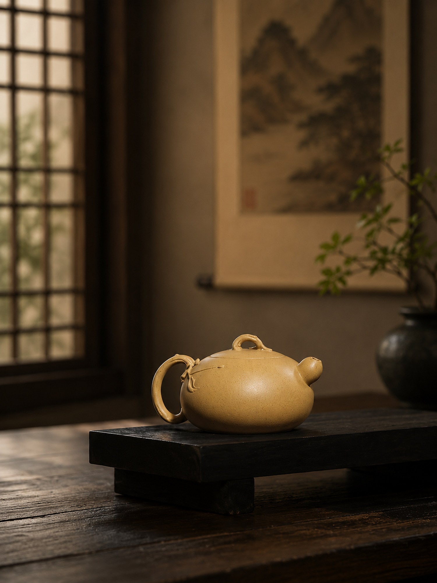 Sculptural Form Yixing Zisha Teapot – Duanni Clay, 100ml