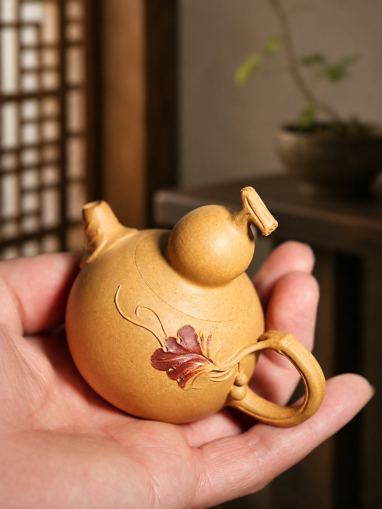 Handmade Gourd Form Yixing Zisha Teapot – Duanni Clay, 130ml
