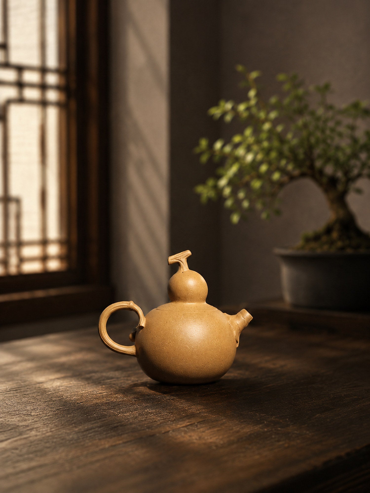 Handmade Gourd Form Yixing Zisha Teapot – Duanni Clay, 130ml