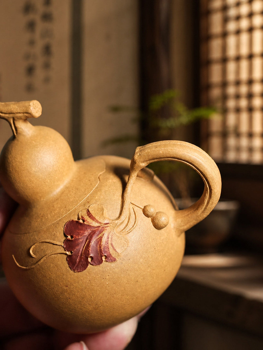 Handmade Gourd Form Yixing Zisha Teapot – Duanni Clay, 130ml