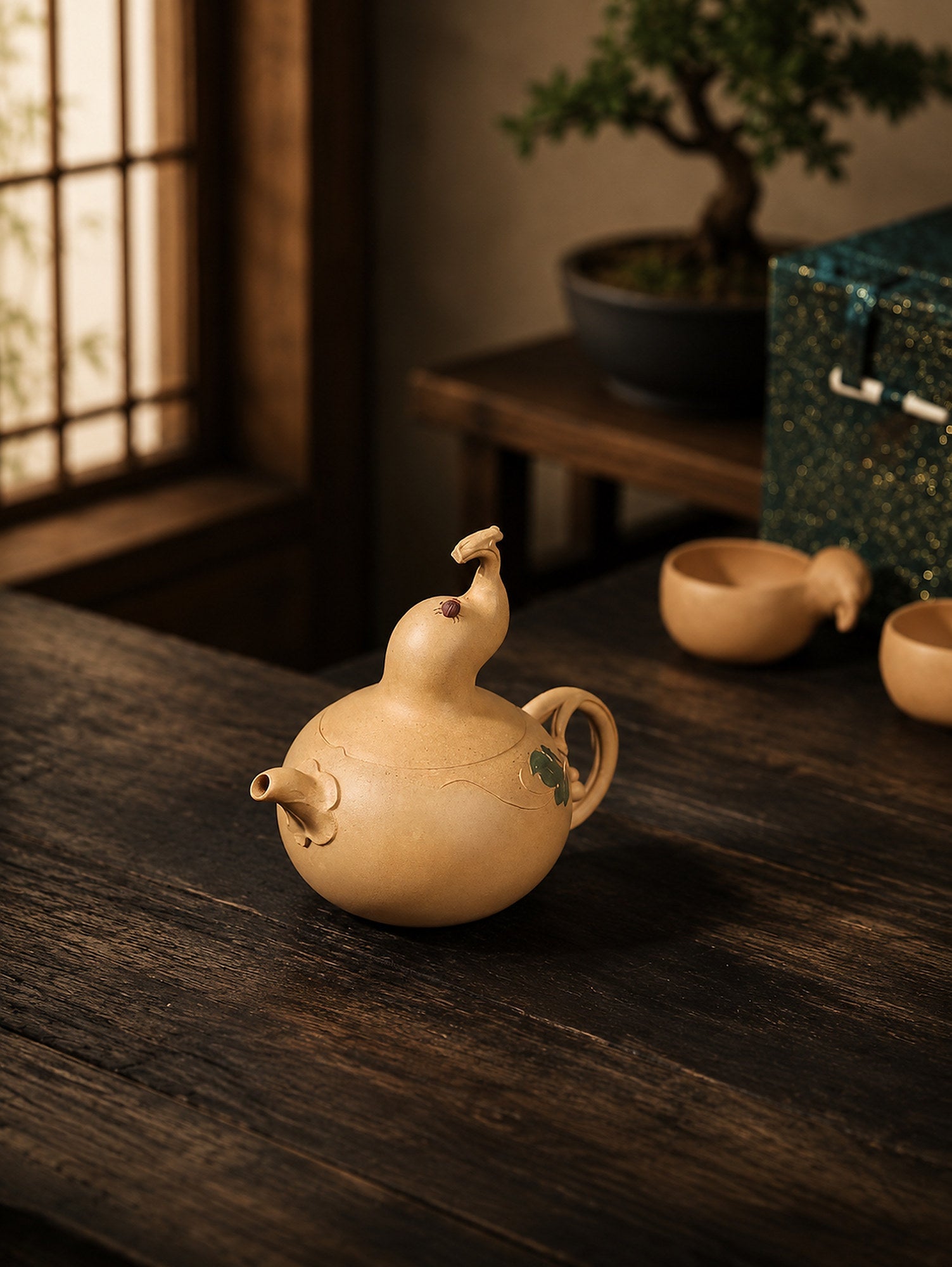 Handmade Sculptural Form Yixing Zisha Teapot – Duanni Clay, 240ml