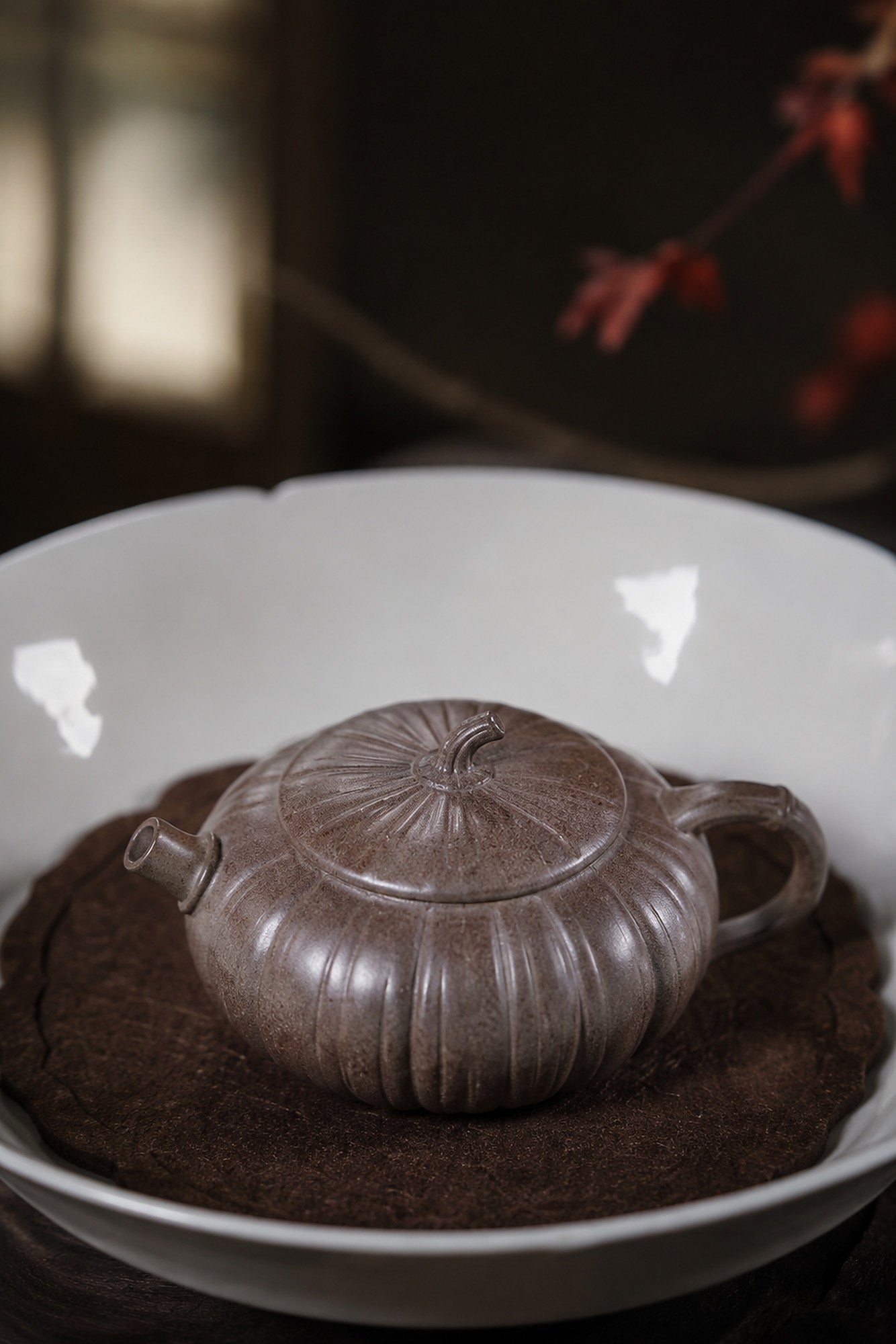 Pumpkin Form Yixing Zisha Teapot – Duanni Clay, 90ml