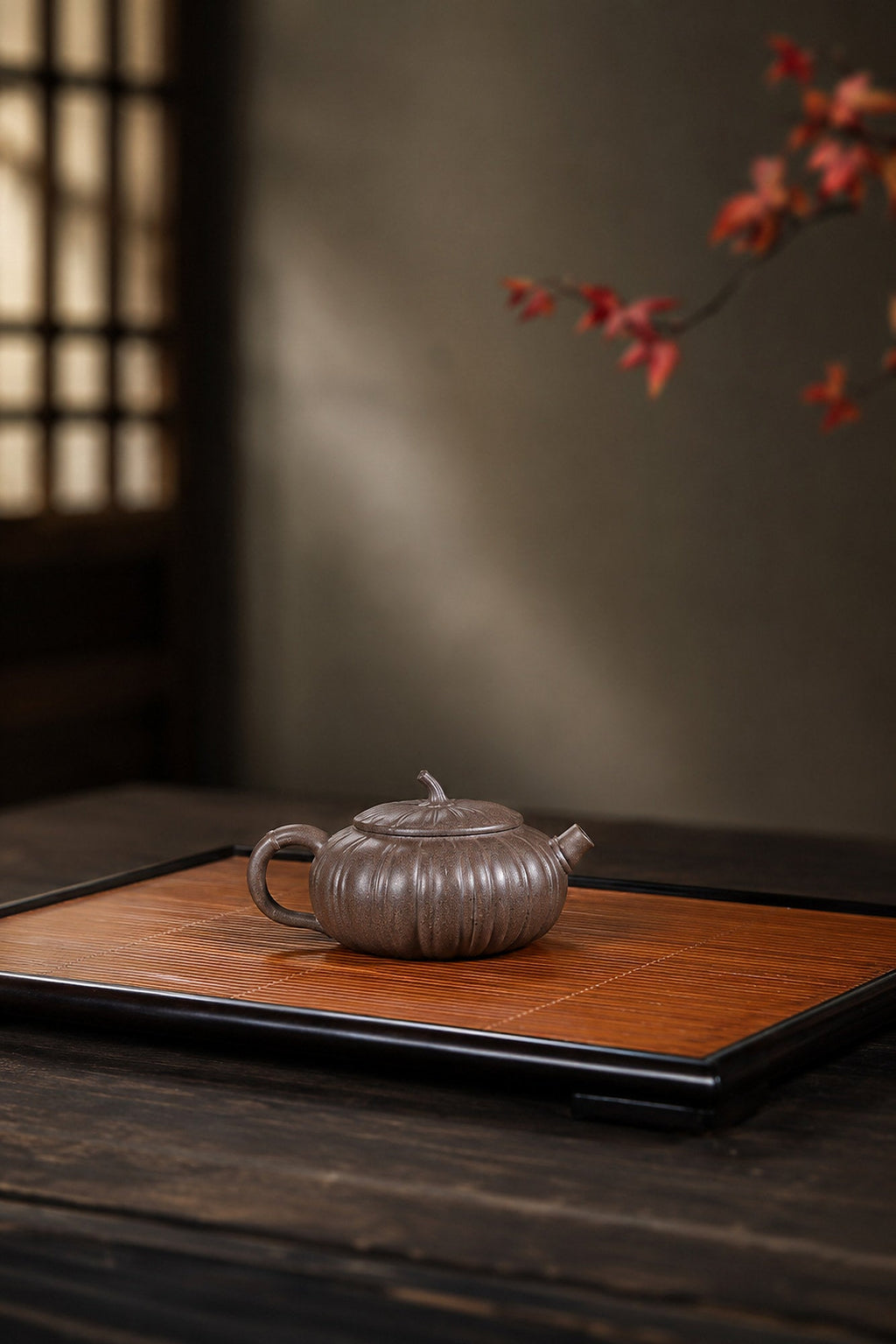Pumpkin Form Yixing Zisha Teapot – Duanni Clay, 90ml