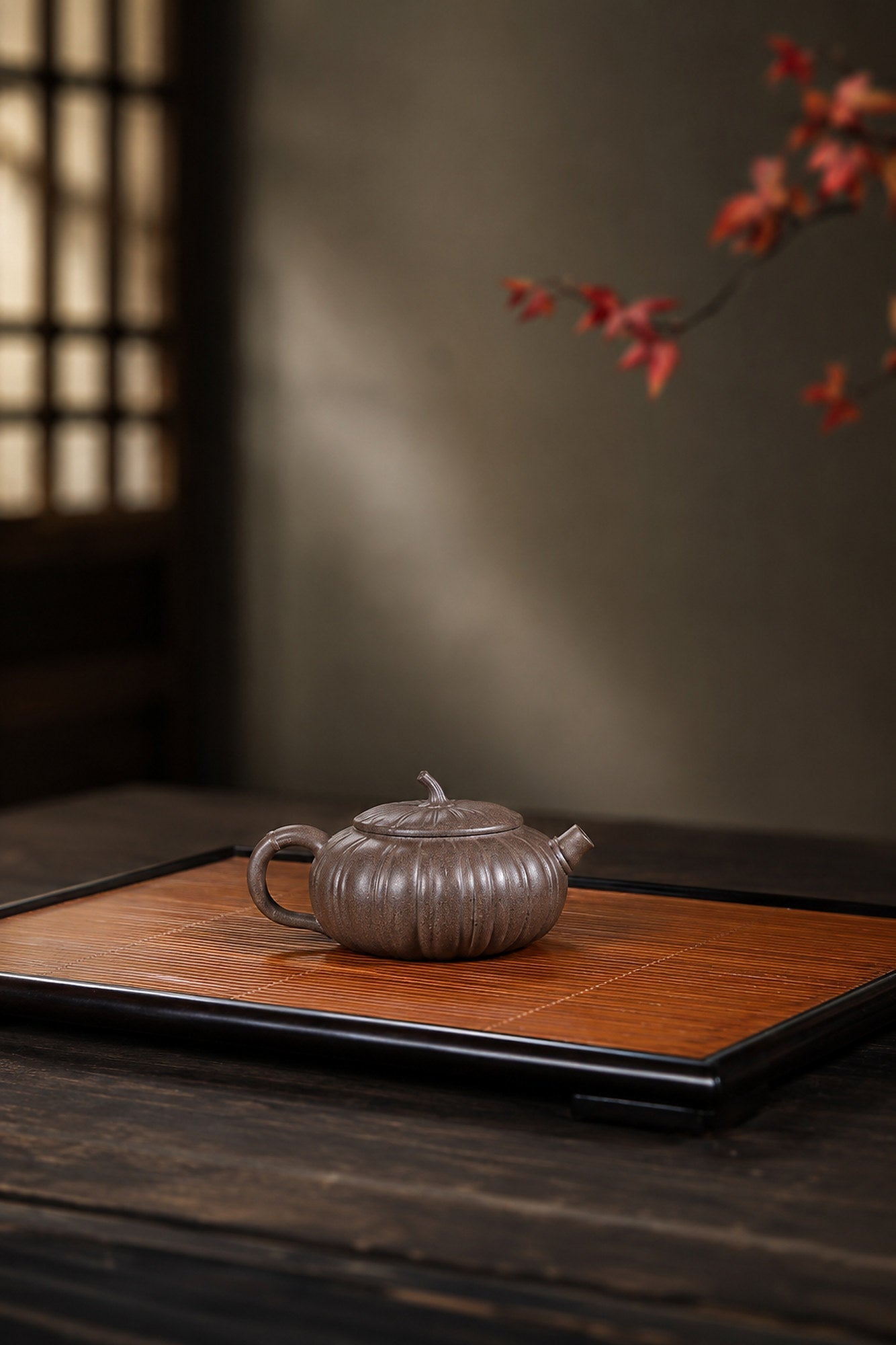 Pumpkin Form Yixing Zisha Teapot – Duanni Clay, 90ml