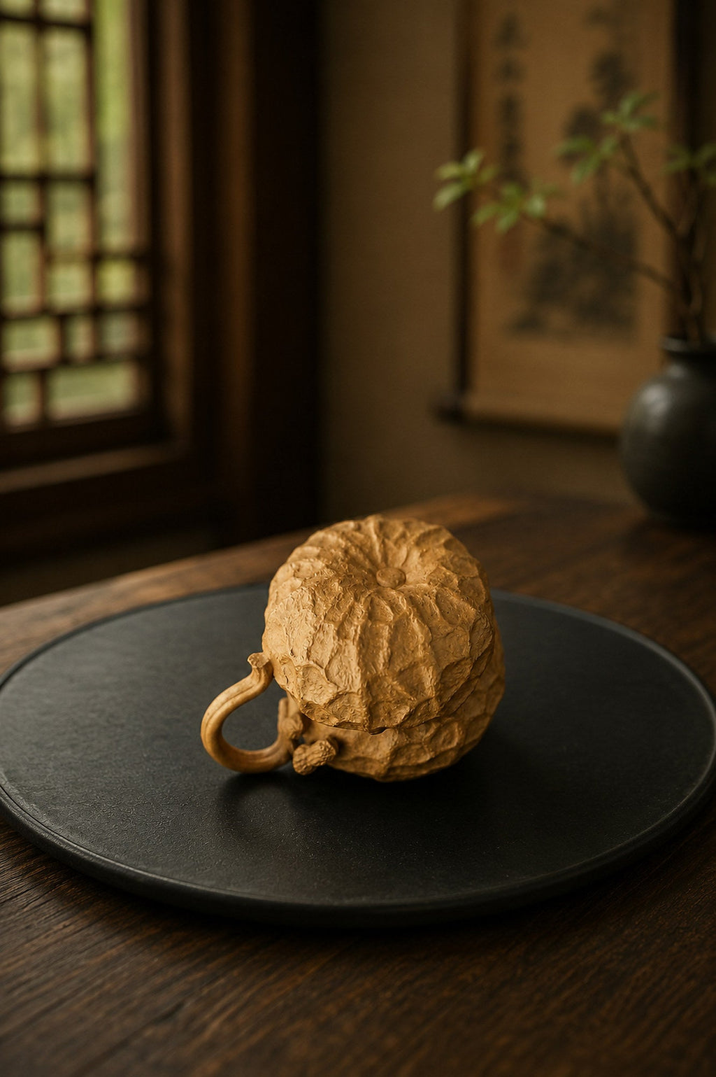 Handmade Sculptural Form Yixing Zisha Teapot – Golden Duanni Clay, 80ml – No. 275