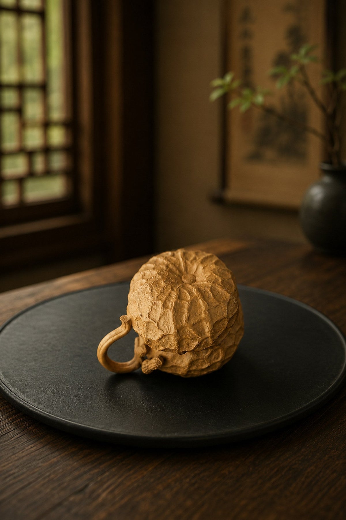 Handmade Sculptural Form Yixing Zisha Teapot – Golden Duanni Clay, 80ml – No. 275