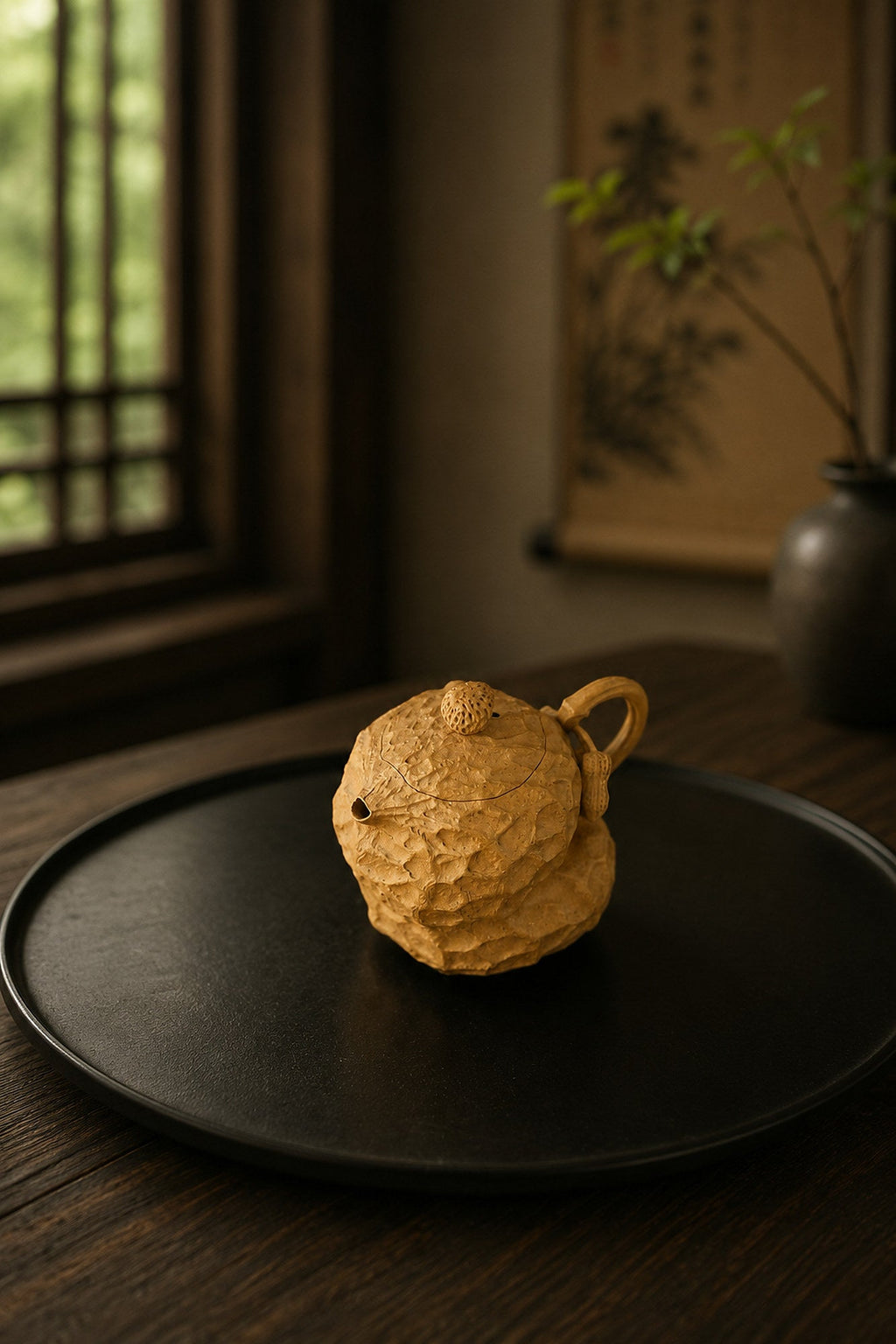 Handmade Sculptural Form Yixing Zisha Teapot – Golden Duanni Clay, 80ml – No. 275