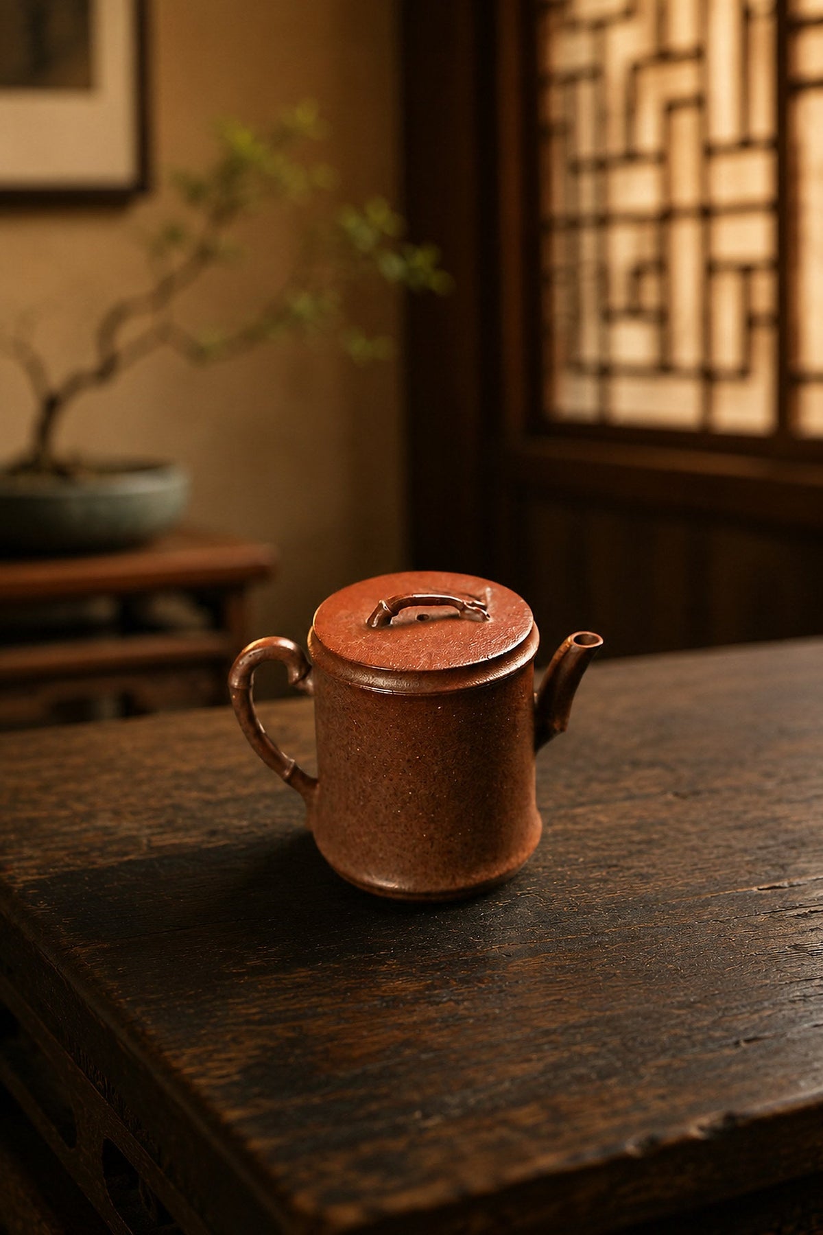 Sculptural Form Yixing Zisha Teapot – Golden Duanni Clay, 95ml