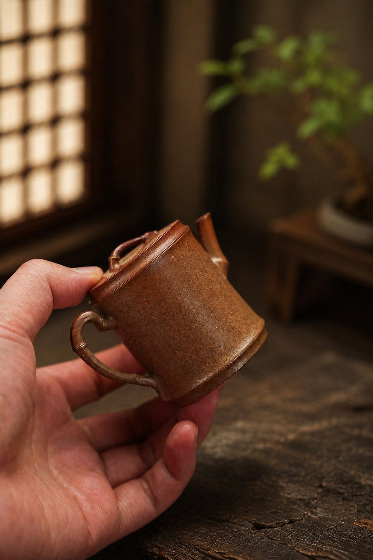 Sculptural Form Yixing Zisha Teapot – Golden Duanni Clay, 95ml