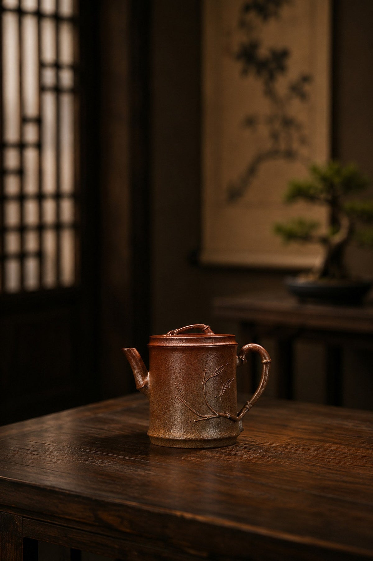 Sculptural Form Yixing Zisha Teapot – Golden Duanni Clay, 95ml