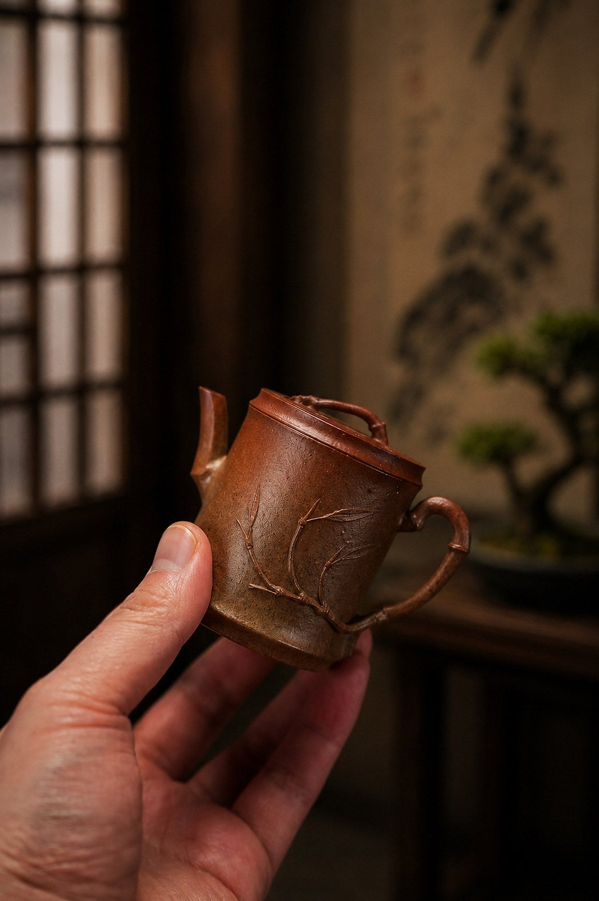 Sculptural Form Yixing Zisha Teapot – Golden Duanni Clay, 95ml