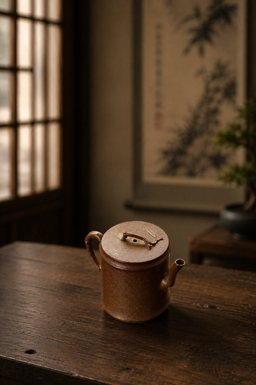 Sculptural Form Yixing Zisha Teapot – Golden Duanni Clay, 95ml