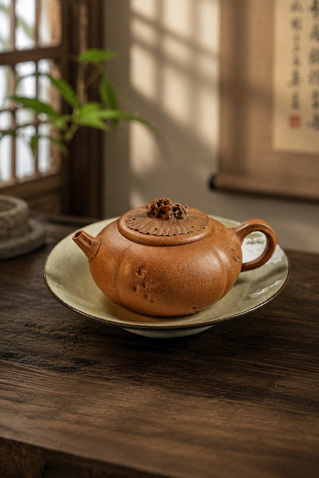 Handmade Sculptural Form Yixing Zisha Teapot – Golden Duanni Clay, 200ml