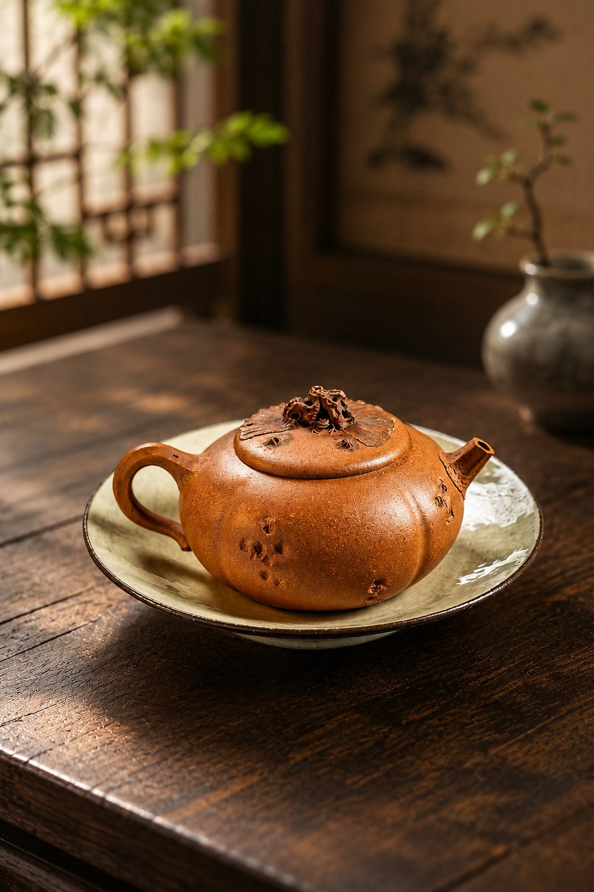Handmade Sculptural Form Yixing Zisha Teapot – Golden Duanni Clay, 200ml