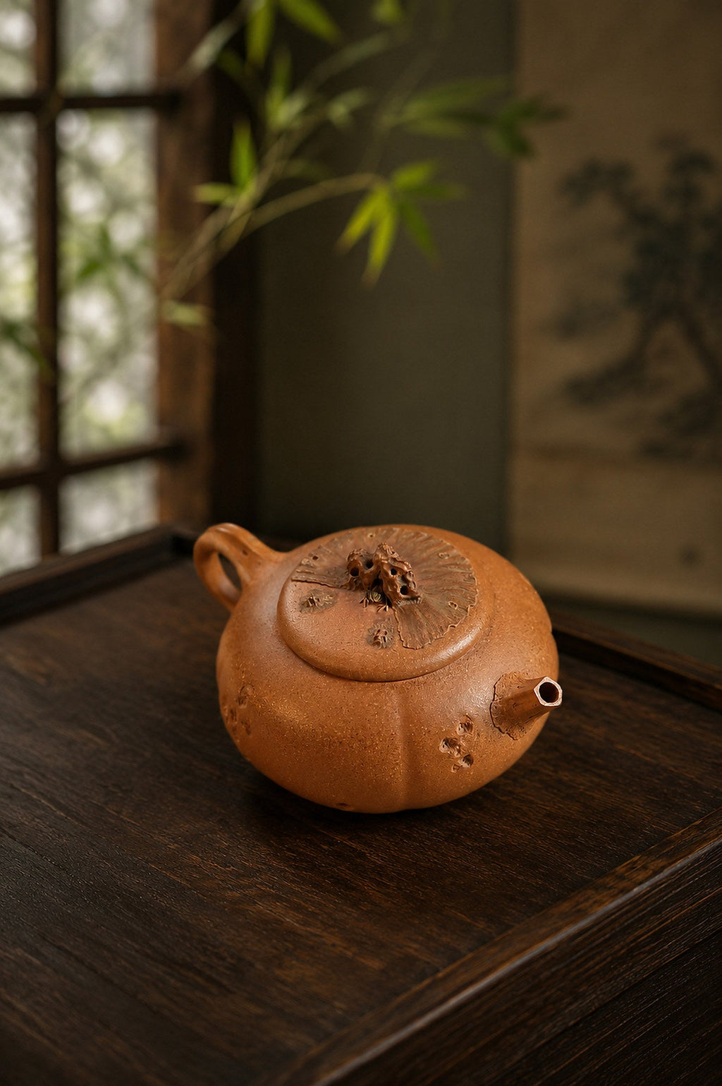 Handmade Sculptural Form Yixing Zisha Teapot – Golden Duanni Clay, 200ml