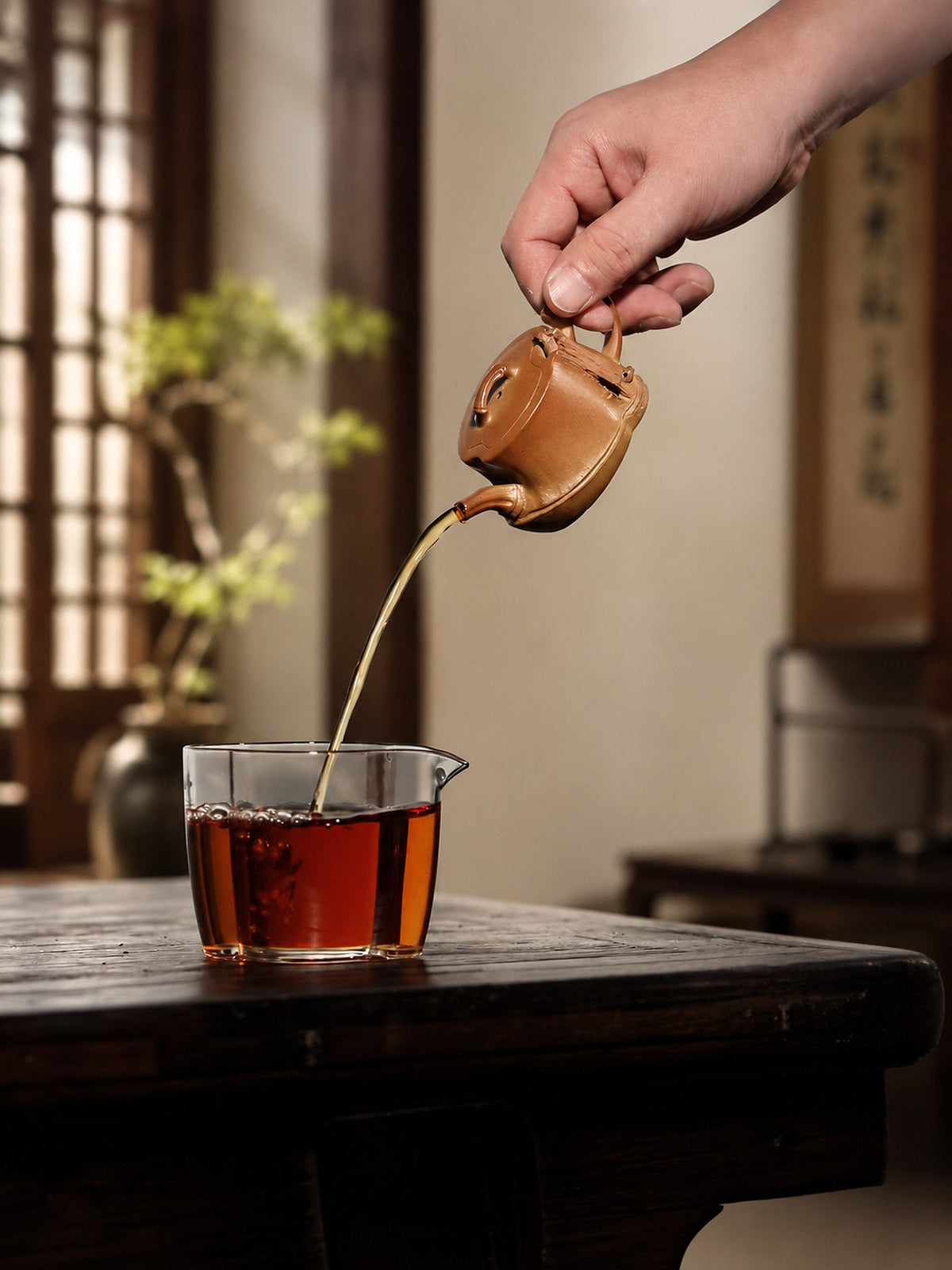 Handmade Sculptural Form Yixing Zisha Teapot – Golden Duanni Clay, 80ml – No. 298