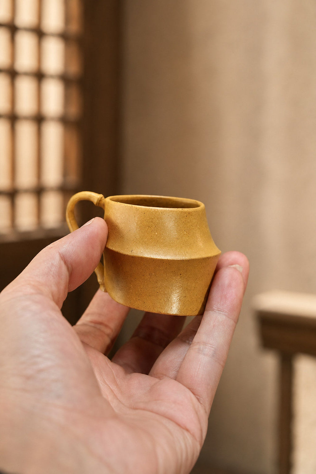 Handmade Sculptural Form Yixing Zisha Teapot – Golden Duanni Clay, 125ml