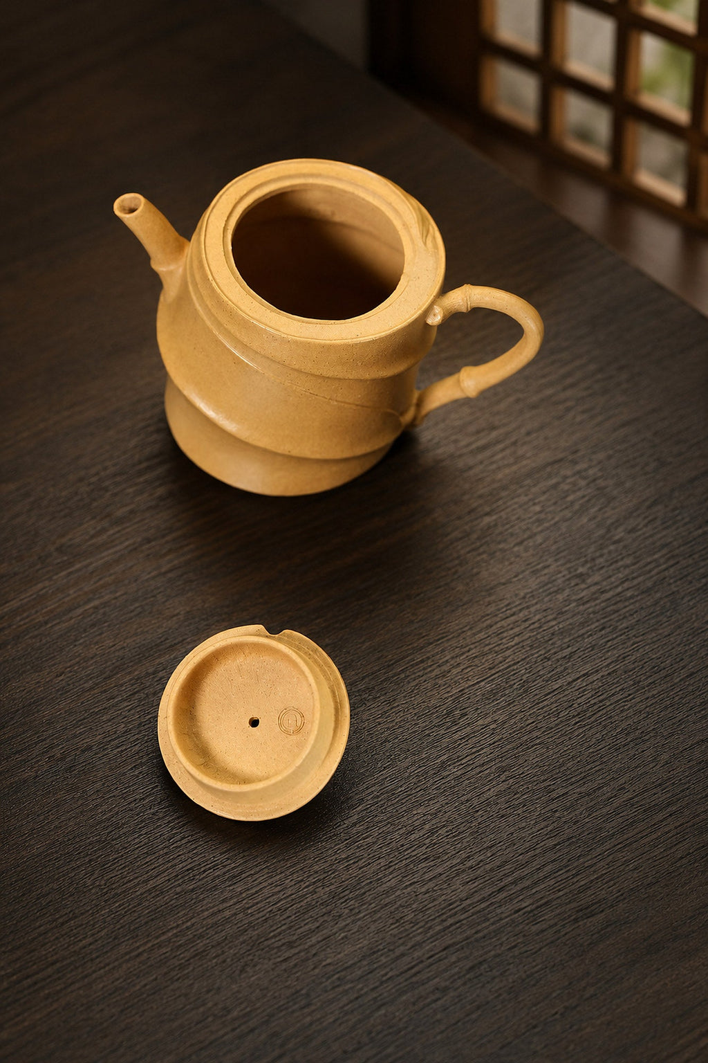 Handmade Sculptural Form Yixing Zisha Teapot – Golden Duanni Clay, 125ml