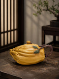Handmade Sculptural Form Yixing Zisha Teapot – Golden Duanni Clay, 165ml