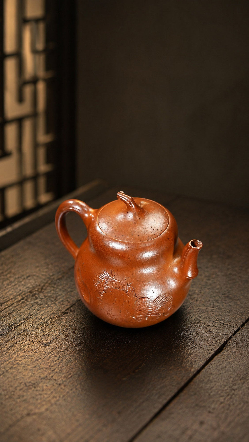 Sculptural Form Yixing Zisha Teapot – Golden Duanni Clay, 130ml