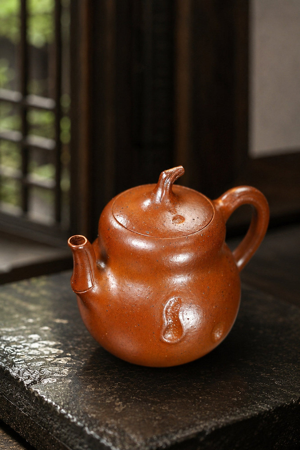 Sculptural Form Yixing Zisha Teapot – Golden Duanni Clay, 130ml