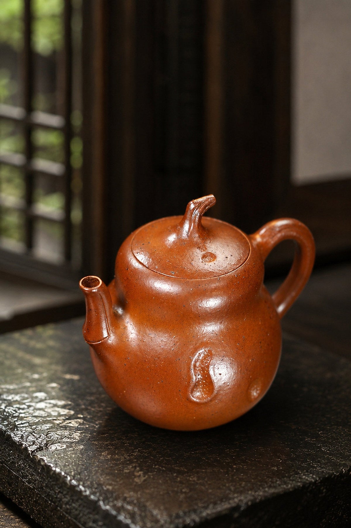 Sculptural Form Yixing Zisha Teapot – Golden Duanni Clay, 130ml
