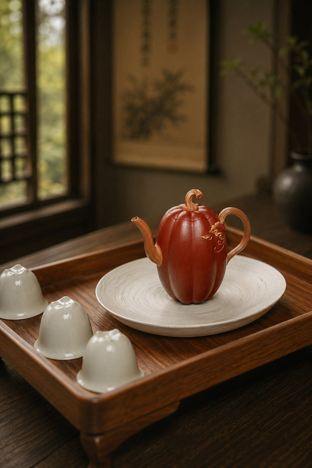 Handmade Sculptural Form Yixing Zisha Teapot – Jiangponi Clay, 208ml
