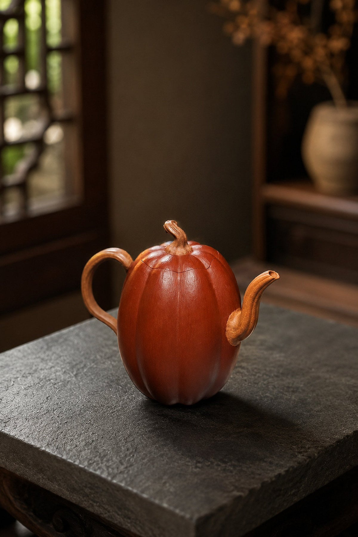 Handmade Sculptural Form Yixing Zisha Teapot – Jiangponi Clay, 208ml