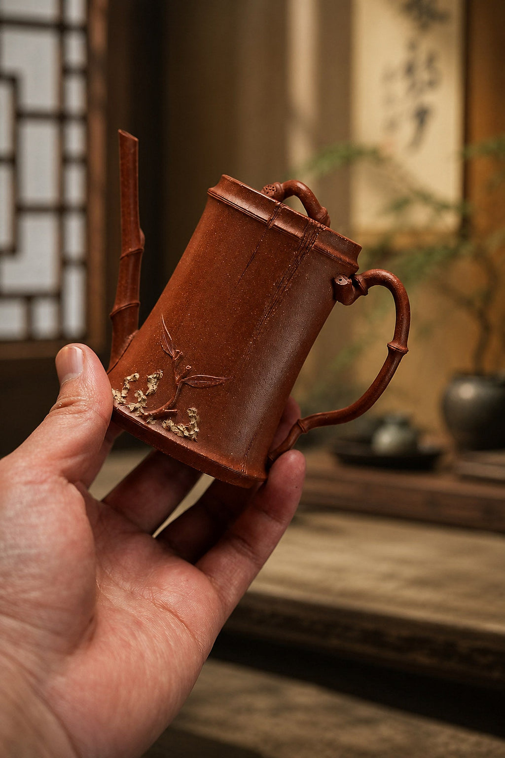 Handmade Sculptural Form Yixing Zisha Teapot – Jiangponi Clay, 130ml