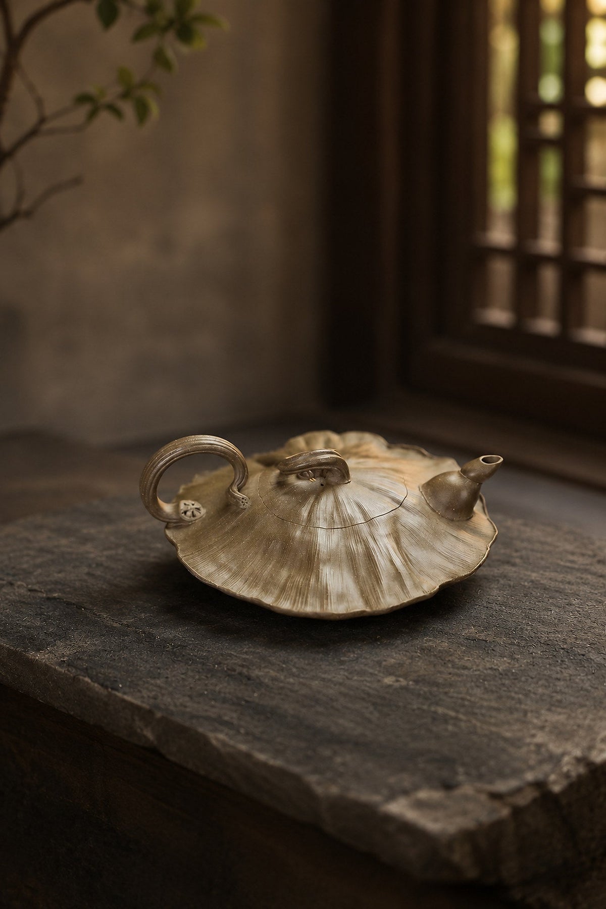 Handmade Sculptural Form Yixing Zisha Teapot – Qing Duanni Clay, 175ml